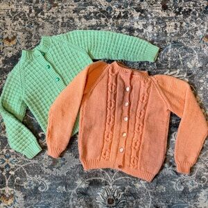 Hand knit cardigans sz toddler 2 & 3